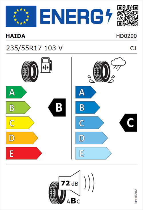 Tyre Label for Haida HD927 235/55R17 103V
